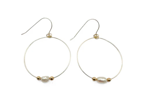 Erin Gray Simple Rice Pearl Hoop Danglers