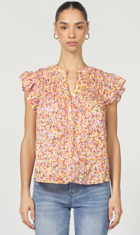 Dear John Rose Print Sleeveless Blouse