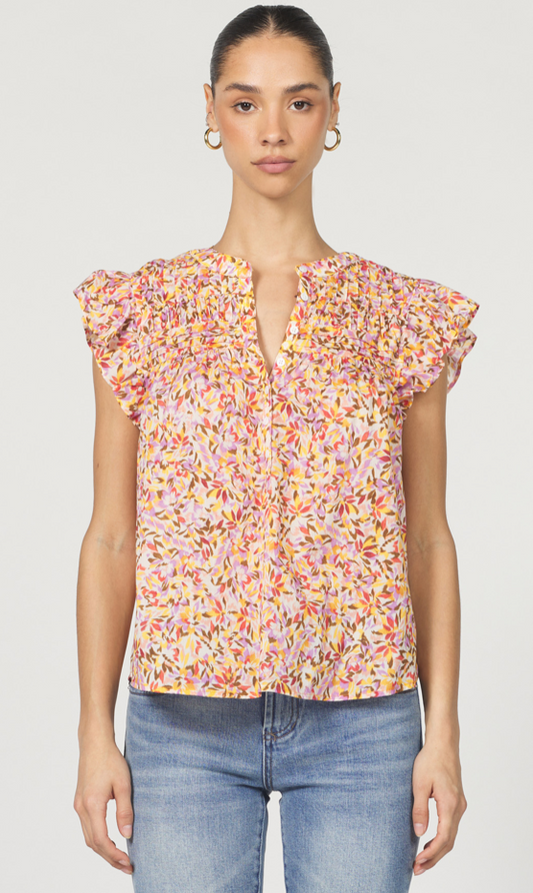 Dear John Rose Print Sleeveless Blouse