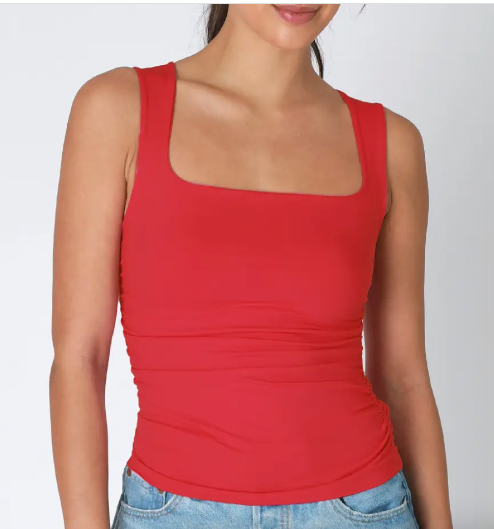 Nikibiki Clean Line Square Shirred Top