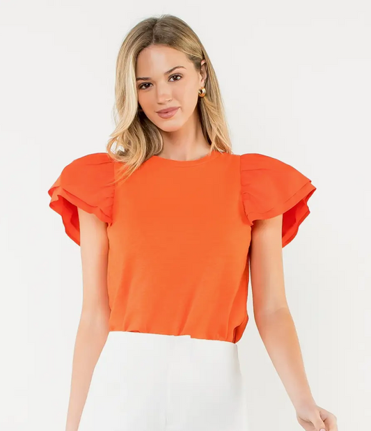 THML Ruffle Flutter Sleeve Top