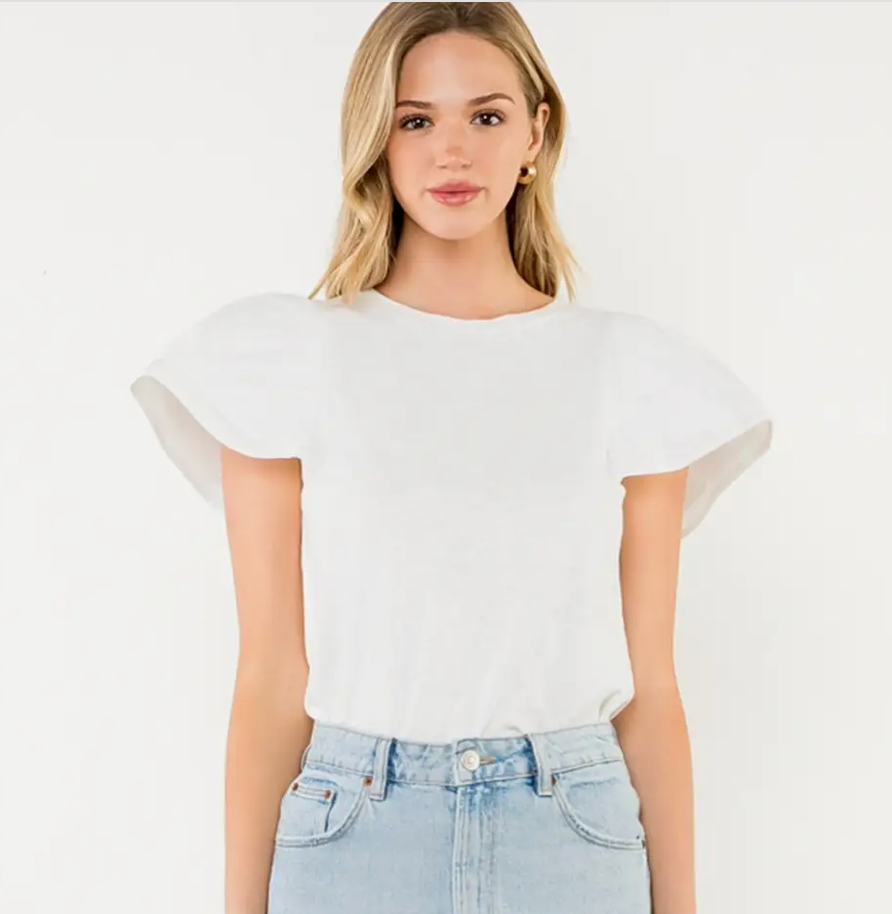 THML Ruffle Flutter Sleeve Top