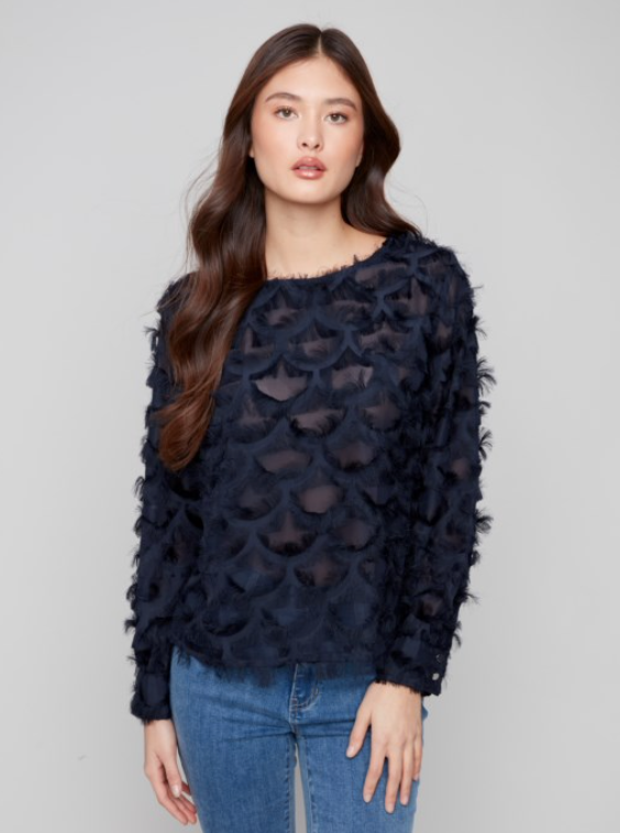 Charlie B Fancy LS Chiffon Blouse
