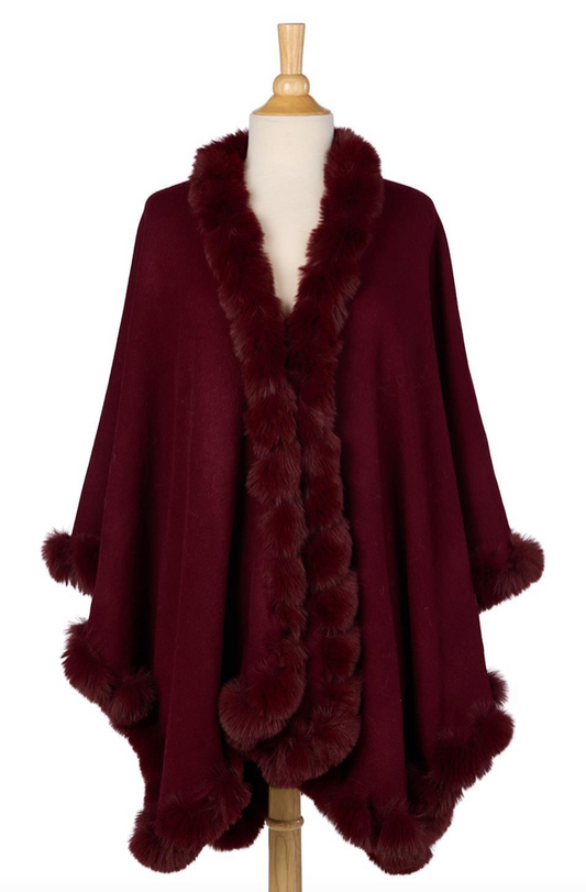 Two's Company Faux Fur Trim Wrap