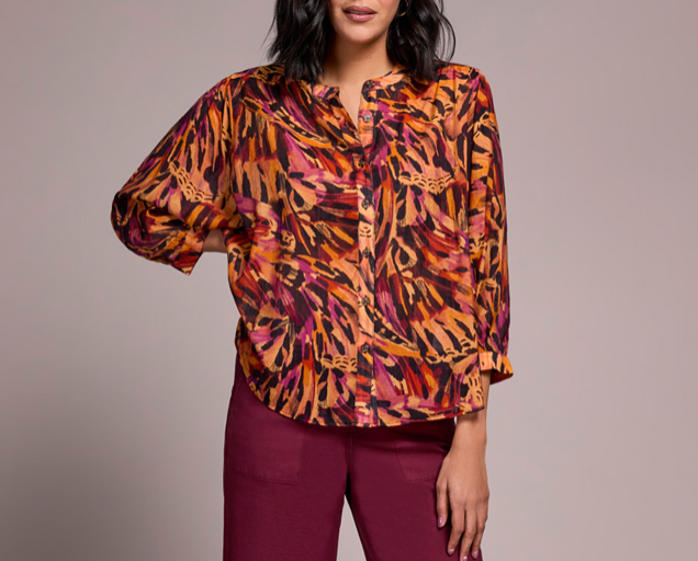 Tribal Dolman Sleeve Wide Blouse