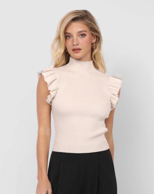 Sadie & Sage Tiffany Mockneck Ruffle Tank Sweater