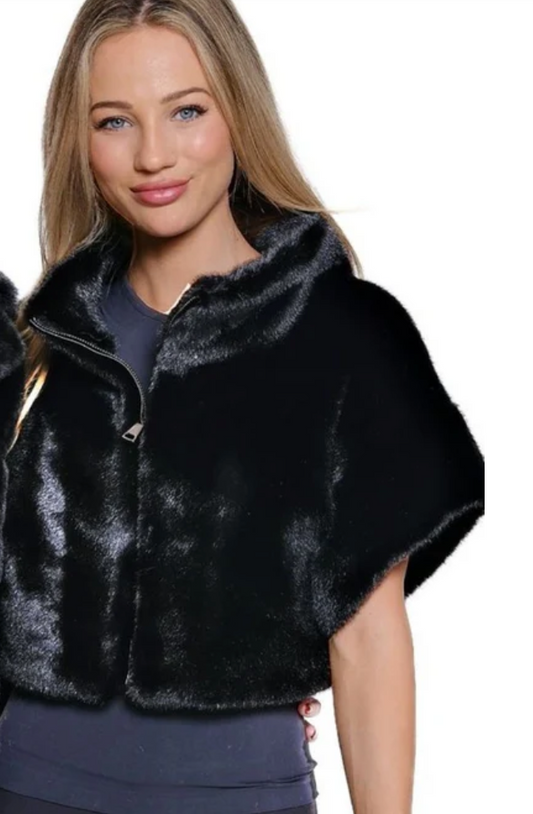Kelli Kouri Zip Up Faux Fur Jacket