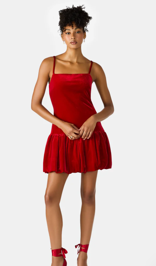 Steve Madden Giovanna Velvet Bubble Skirt Dress