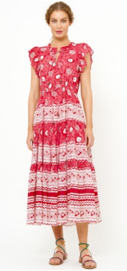 Oliphant Cinched Flirty Midi Dress
