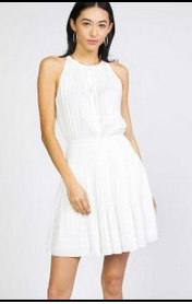 Current Air Halter Smocked Waist Mini Dress