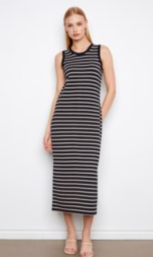 Charlie B Sleeveless Striped Scuba Dress