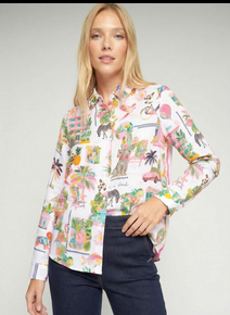 Vilagallo Tropical Print Button Up Shirt
