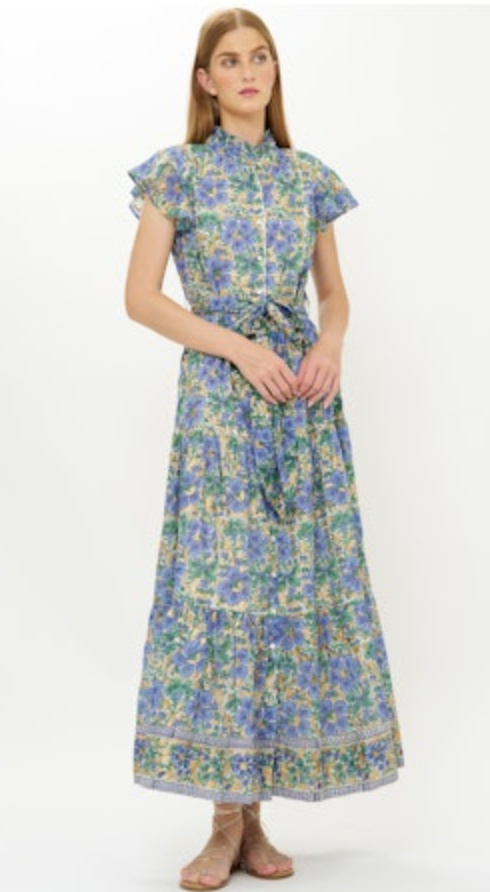 Oliphant Ruffle Collar Button Maxi