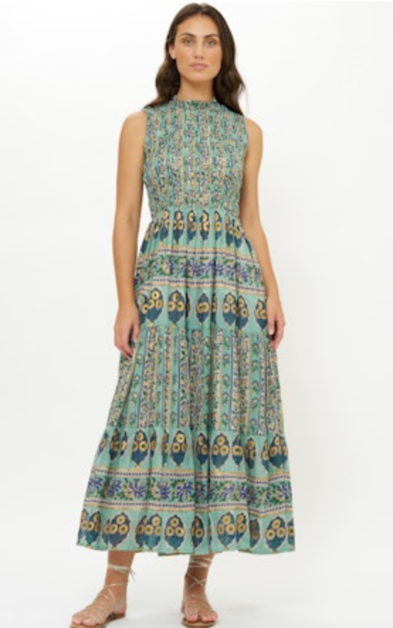 Oliphant Sleeveless Smocked Maxi
