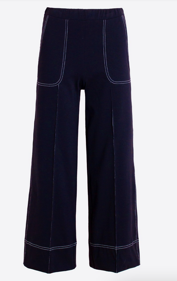 Vilagallo Wide Leg Navy Trousers