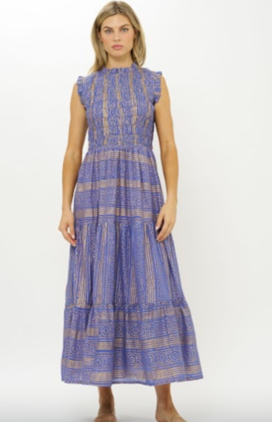 Oliphant Sleeveless Smocked Maxi