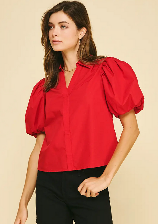 Pinch Bubble Sleeve Blouse