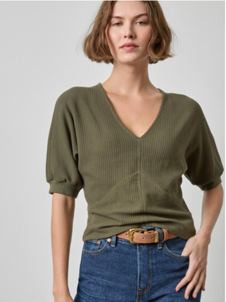 Lilla P Seamed V Neck Top