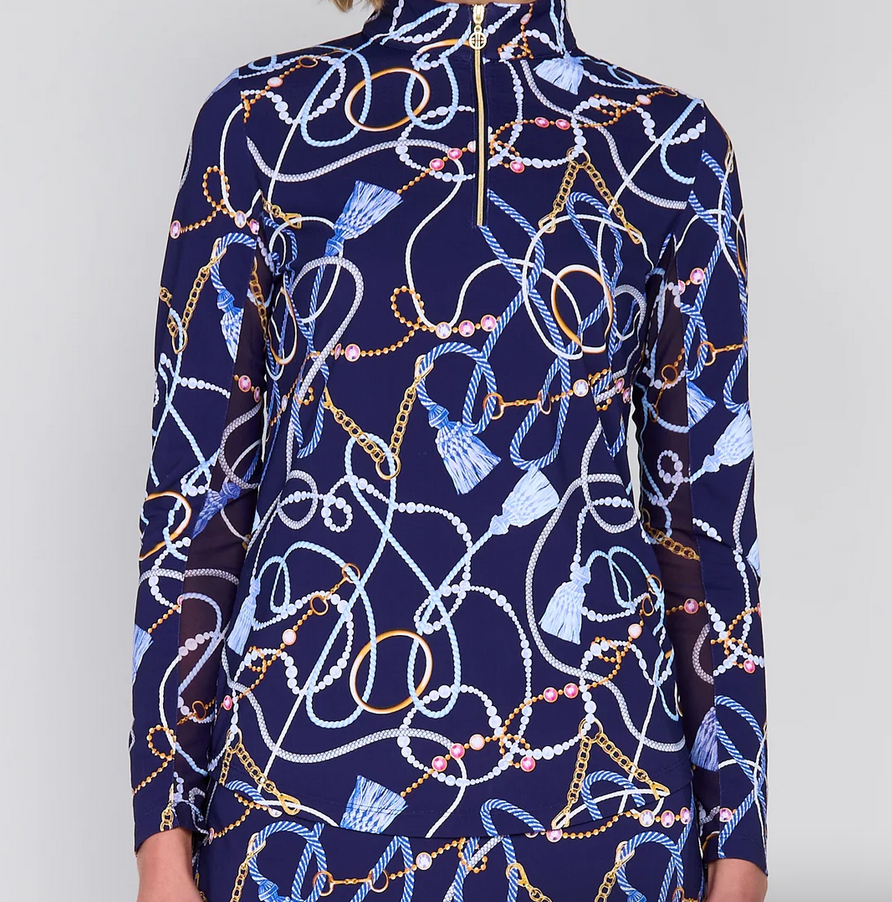 G Lifestyle LS Zip Mock Neck Top