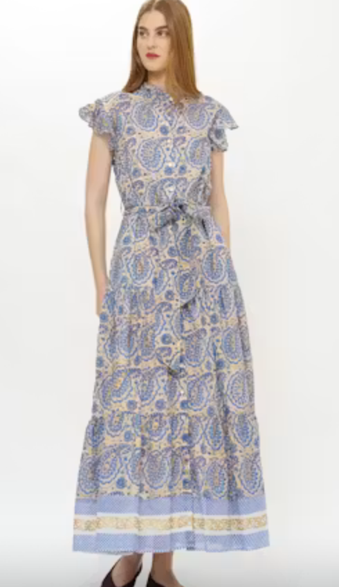 Oliphant Ruffle Collar Button Maxi