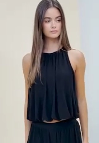 Lalavon Bubble Hem Sleeveless Top