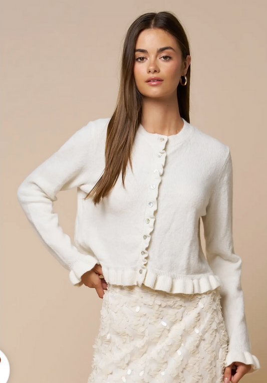 Lalavon Ruffle Hem Cardigan