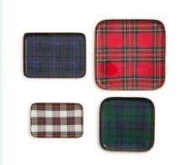 Two's Company Tartan Metal Trays
