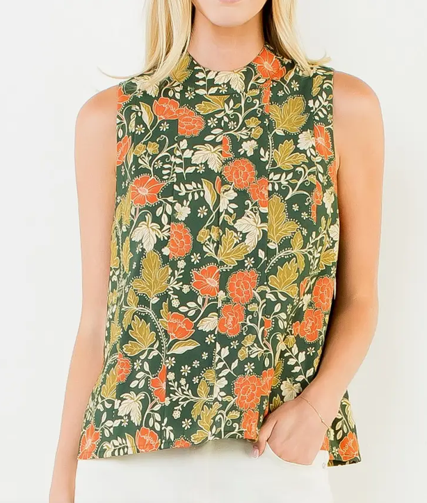THML Flower Print Tie Back Top