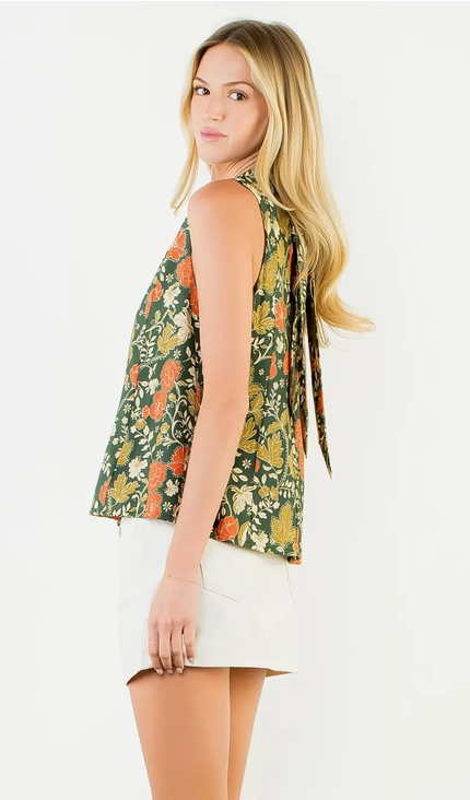 THML Flower Print Tie Back Top