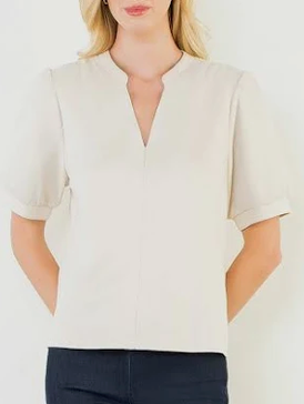 THML Suede V-Neck Top