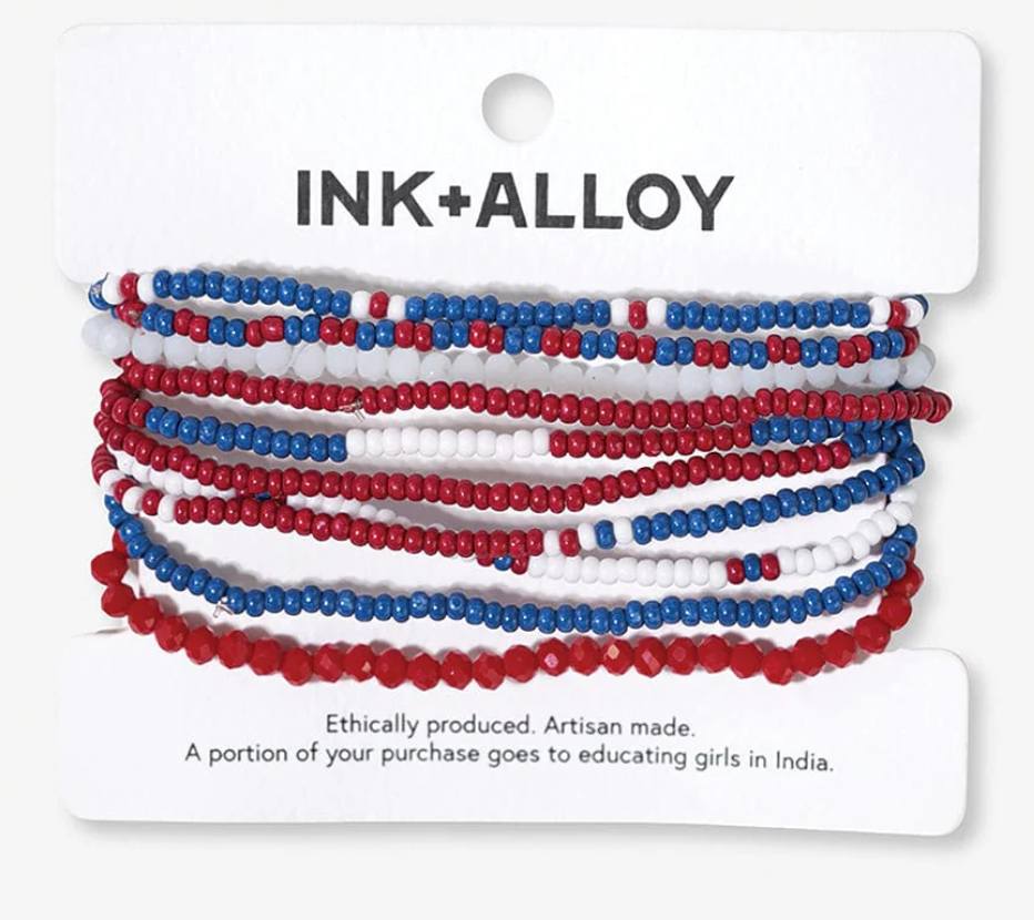 Ink+Alloy Sage 10 Strand Beaded Stretch Bracelet