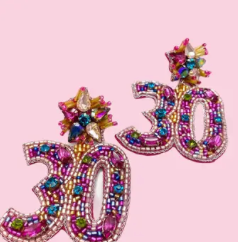 Camel Threads Beaded Birthday Year Earrings