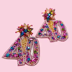 Camel Threads Beaded Birthday Year Earrings