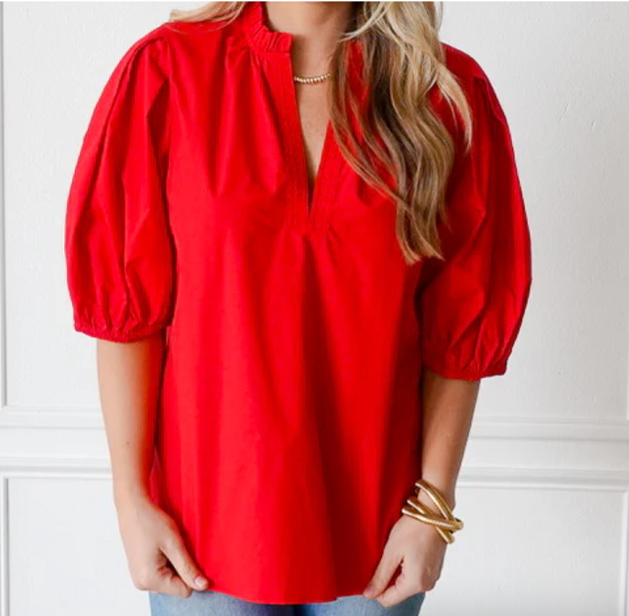 Caryn Lawn Anna Puff Sleeve Top