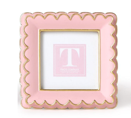 Two's Company Pink Scalloped Mini Frame