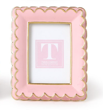 Two's Company Pink Scalloped Mini Frame