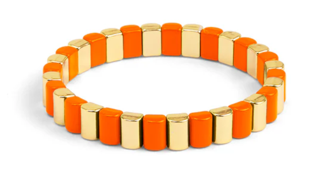 ZENZII Enamel Tile & Gold Stretch Bracelet