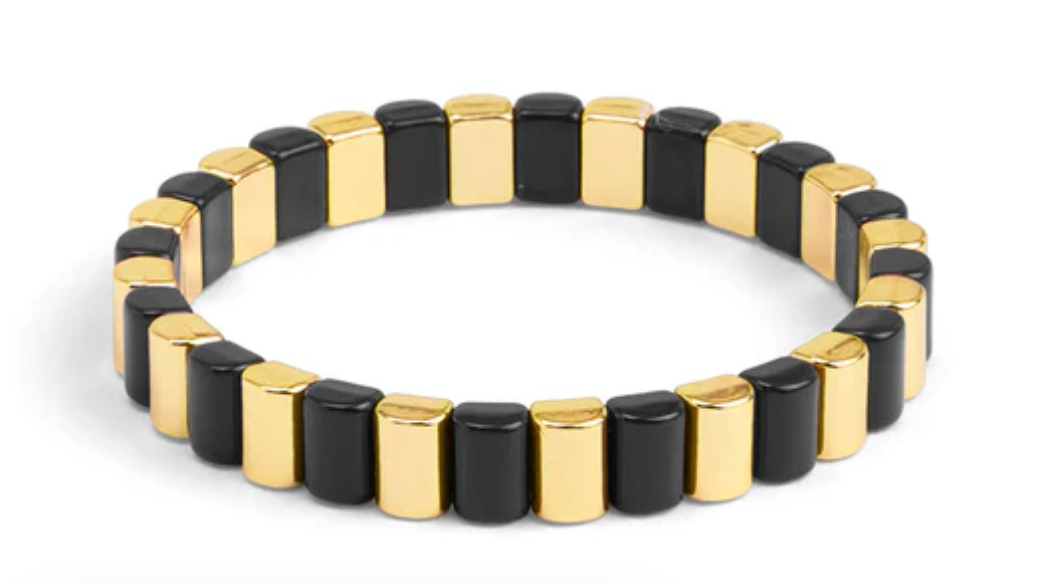 ZENZII Enamel Tile & Gold Stretch Bracelet
