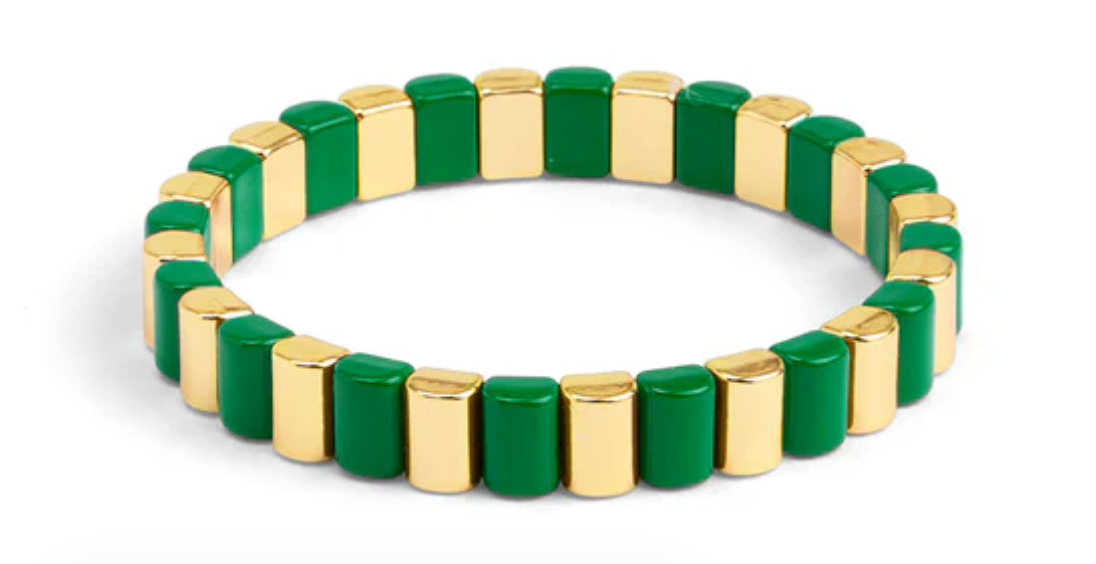 ZENZII Enamel Tile & Gold Stretch Bracelet