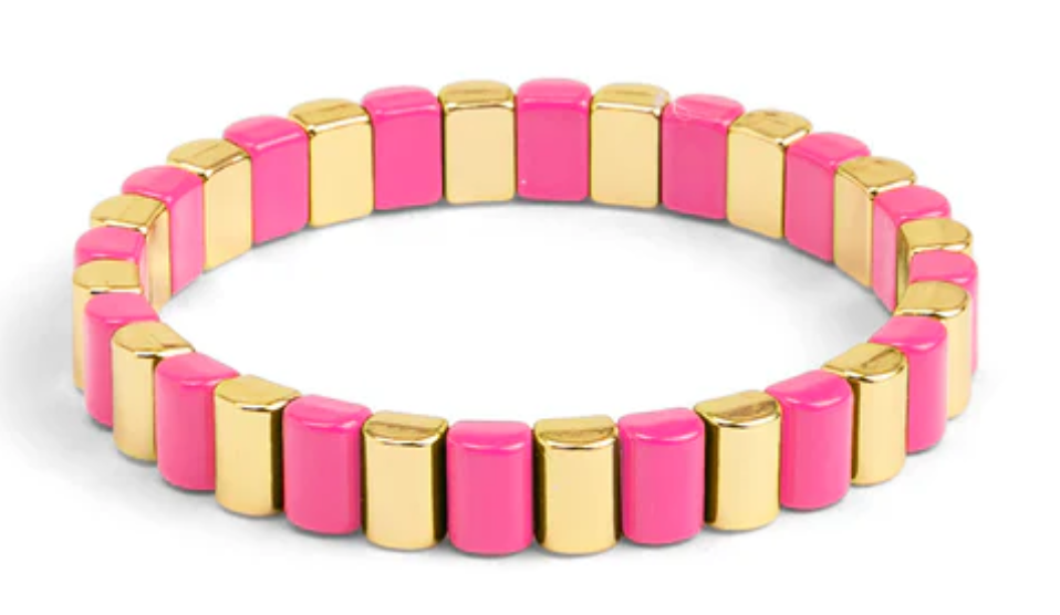 ZENZII Enamel Tile & Gold Stretch Bracelet