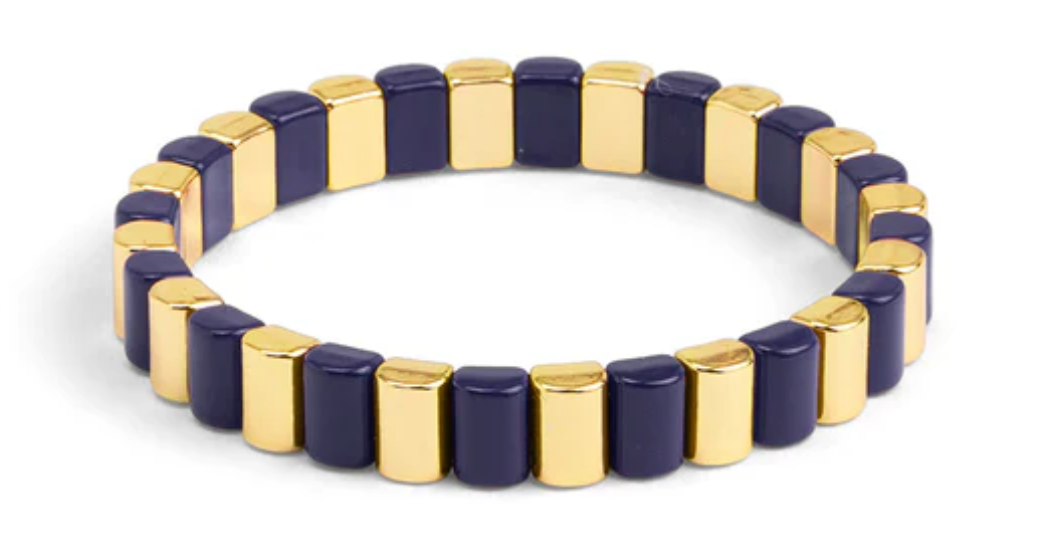 ZENZII Enamel Tile & Gold Stretch Bracelet
