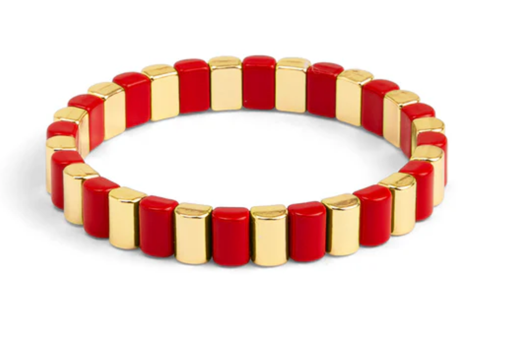 ZENZII Enamel Tile & Gold Stretch Bracelet