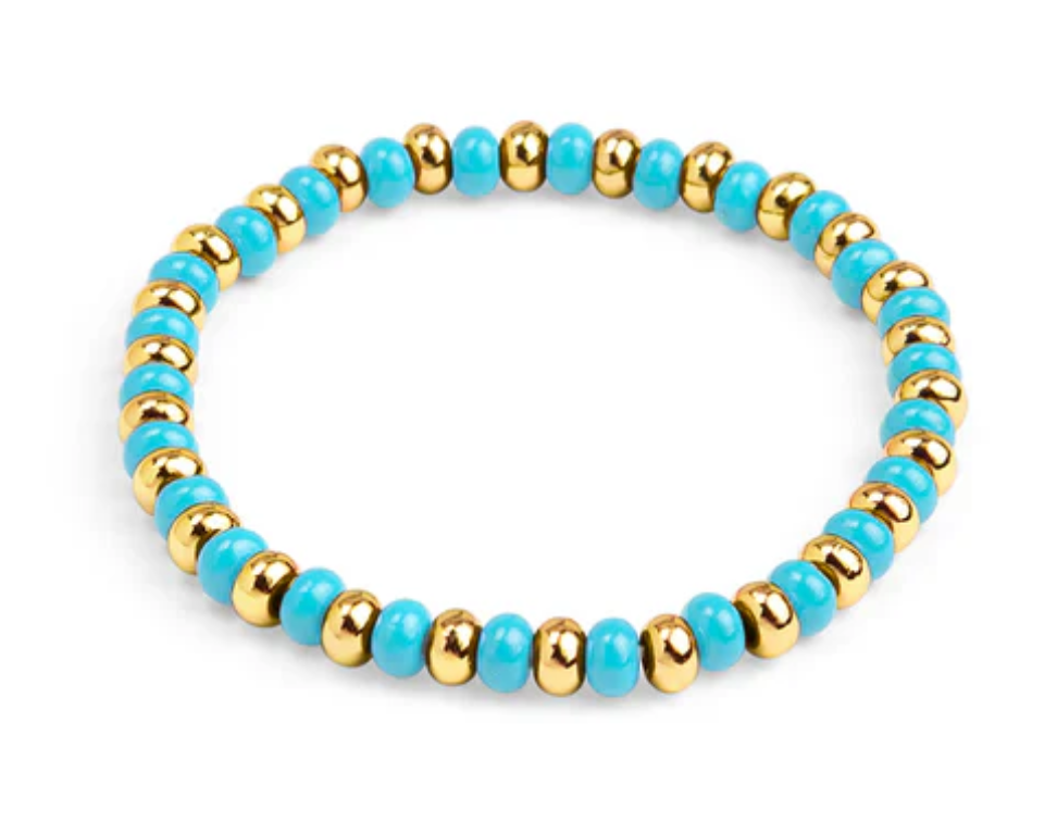 ZENZII Enamel & Gold Beaded Stretch Bracelet