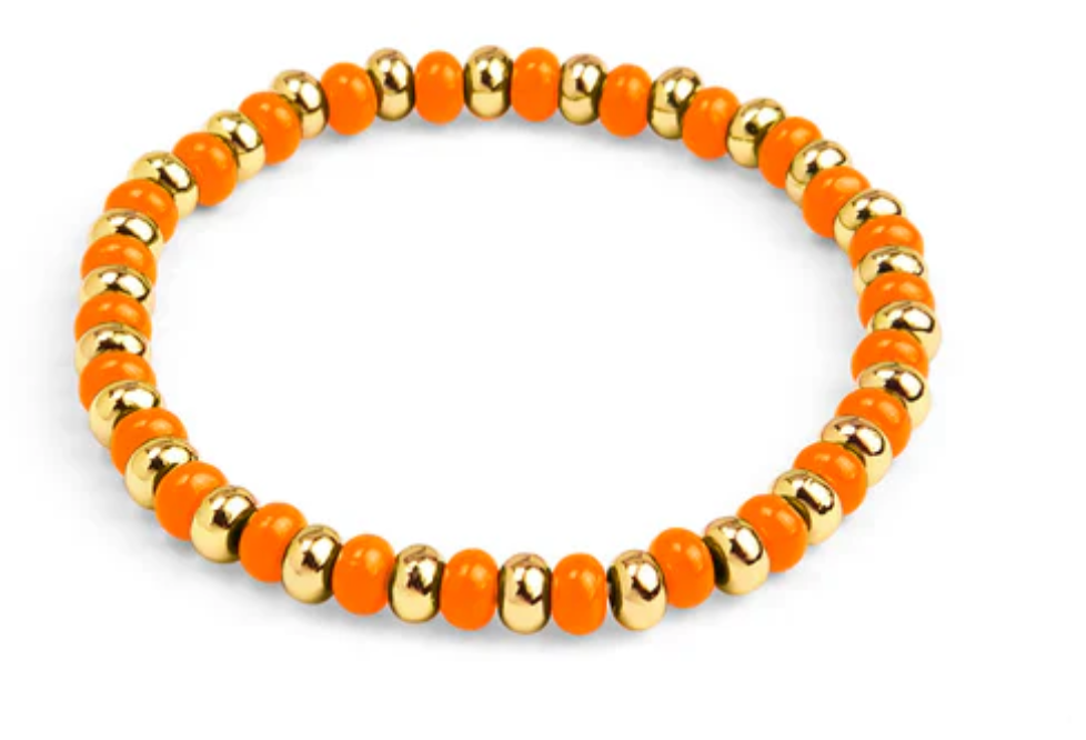 ZENZII Enamel & Gold Beaded Stretch Bracelet