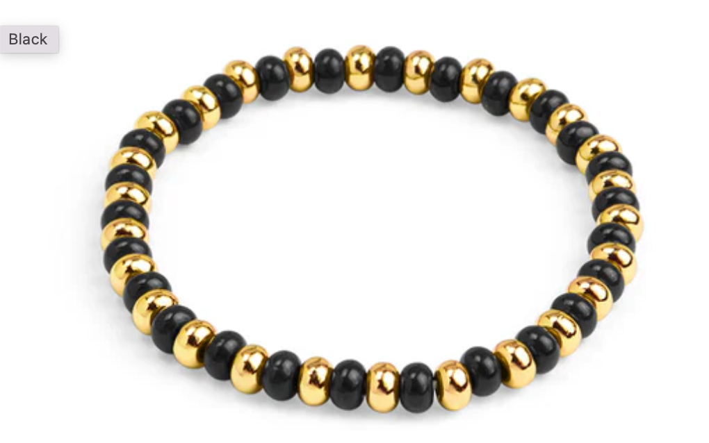 ZENZII Enamel & Gold Beaded Stretch Bracelet