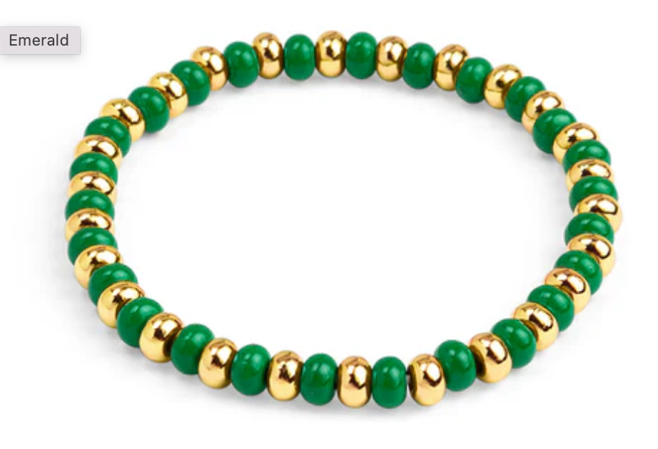 ZENZII Enamel & Gold Beaded Stretch Bracelet