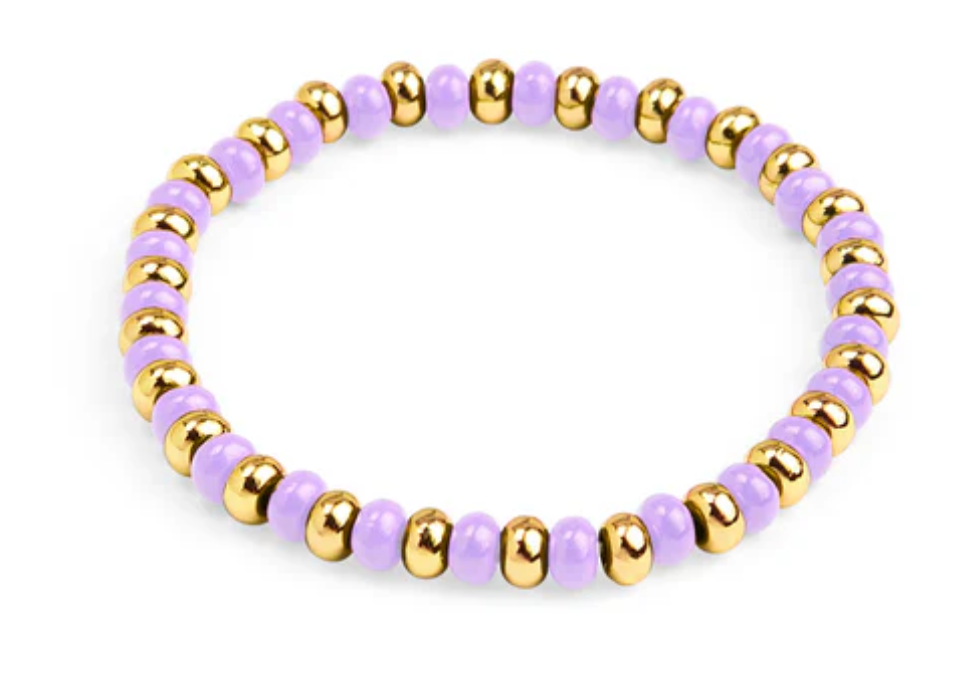 ZENZII Enamel & Gold Beaded Stretch Bracelet