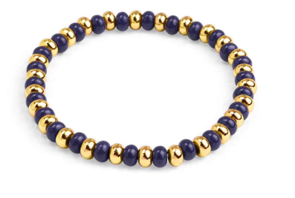 ZENZII Enamel & Gold Beaded Stretch Bracelet