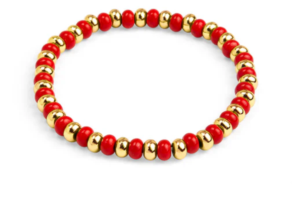 ZENZII Enamel & Gold Beaded Stretch Bracelet