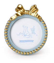 Two's Company Golden Bow Round Picture Frame